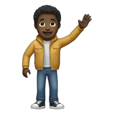 full body black man waving sticker