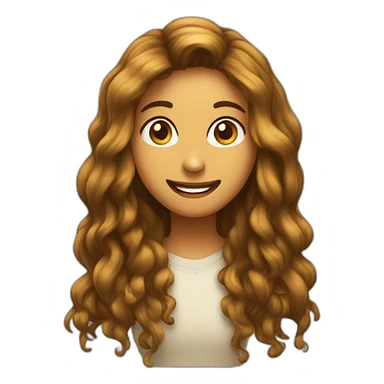 Chica castaña oscura pelo largo y ojos color miel un poco rasgados sonriendo sticker