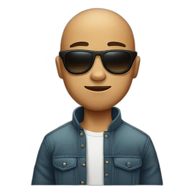 Teenager with bald, wearing sunglasses, handsome, have some muscular, beard sticker