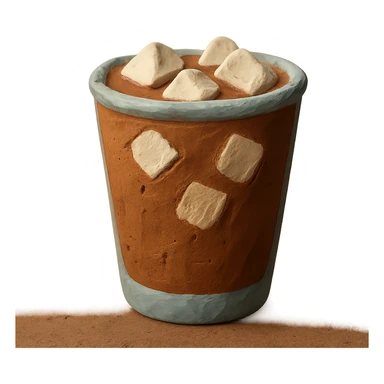 claymation style iced coffee in a glass with visible ice sticker