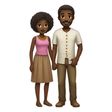 African folk family, with dark brown hair, brown sticker