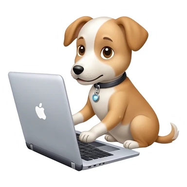 Dog using laptop sticker