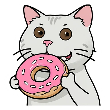 cat eating donut  sticker