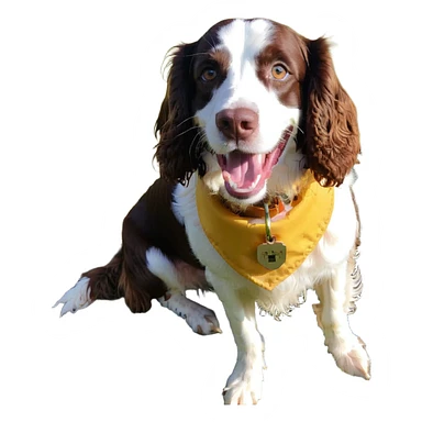 A Springer Spaniel with golden fur, smiling happily sticker
