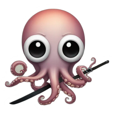 octopus holding a katana sticker