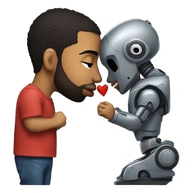 Drake kissing a robot sticker