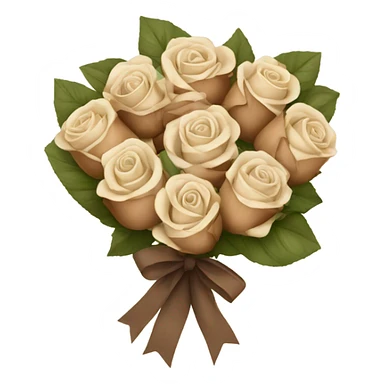 Beige and Brown roses Bouquet with white bow sticker