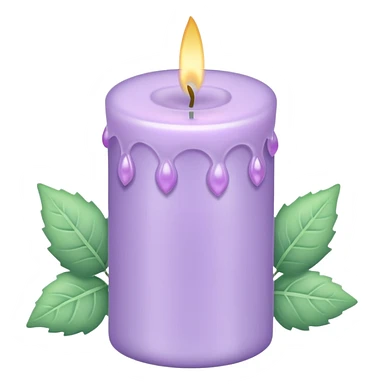 Pastel shiny sparkly cute Lavender lilac candle light with pastel petals and ivies sticker