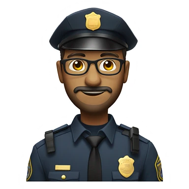 Un chico con piel blanca con barba con lentes y vestido de policia sticker