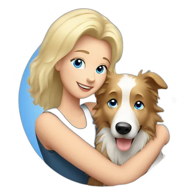 Blond hair with blue eyes mom hugging border collie sticker