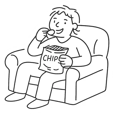person eating chips on the couch sticker