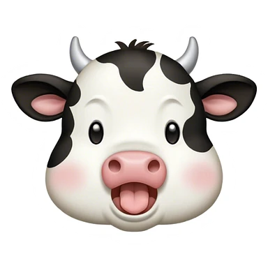 Cinematic Cute Yawning Black and White Cow Portrait Emoji, Head tilted slightly with a dramatic, wide-open yawn, showcasing a smooth, contrasting coat of black and white, floppy ears slightly drooping, round brown eyes barely open in drowsy contentment, Simplified yet irresistibly adorable features, highly detailed, glowing with a soft, cozy glow, high shine, relaxed yet expressive, stylized with a touch of modern whimsy, bright and endearing, soft glowing outline, capturing the essence of a sleepy yet affectionate cow, so drowsy it feels like it could stride out of the screen and curl up for a nap! sticker