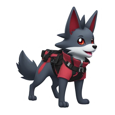 Kawaii Cool Edgy Zorua-Zangoose-Zoroark-Mightyena with a collar and harness full body sticker