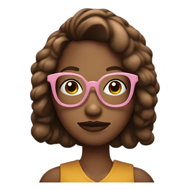 chica trigueña con lentes pelo oscuro y celular en la mano sticker