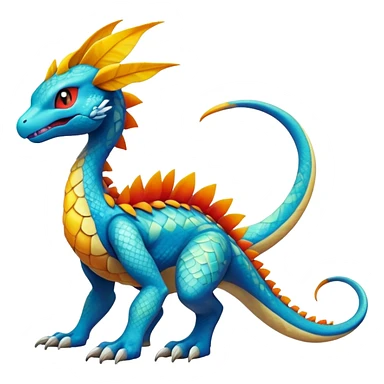 cool exotic fantasy-creature-Fakémon-Pokémon, full body, with markings sticker