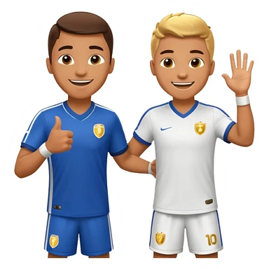 Soccer player celebrating with coach handshake under bright stadium lights, golden lighting, energetic, cinematic, realistic sticker