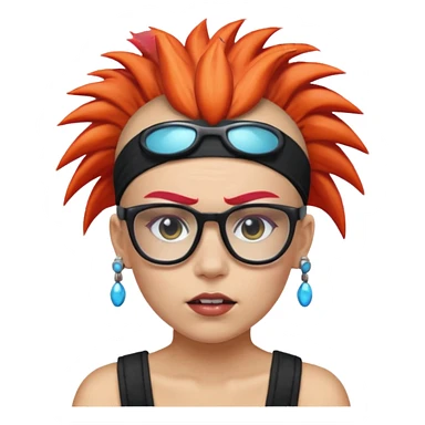 extreme mohawk person face headband glassess excessive makeup glowing hair sticker