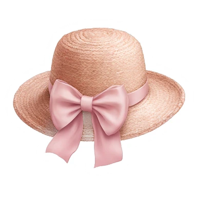straw hat with bow pastel pink sticker
