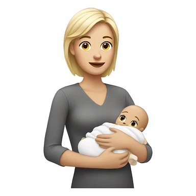 white mom holding white baby sticker