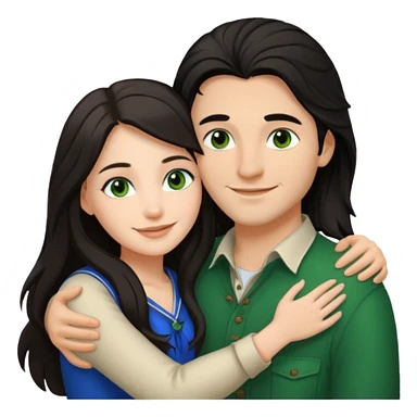 young Métis man and young white woman hugging, love, the woman has long dark hair and green eyes sticker