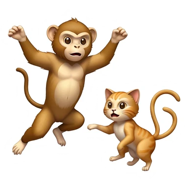 Monkey fighting a cat sticker
