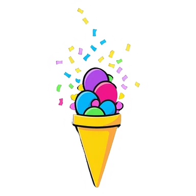 festive confetti cone popper with colorful confetti explosion sticker