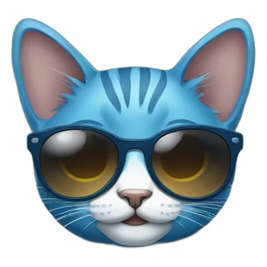 a blue kawaï cat round ears wearing sunglasses sticker