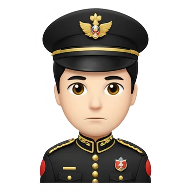 Un emoji di un carabiniere con il grado da carabiniere con uniforme nera, il soggetto deve essere un maschio con capelli neri sticker