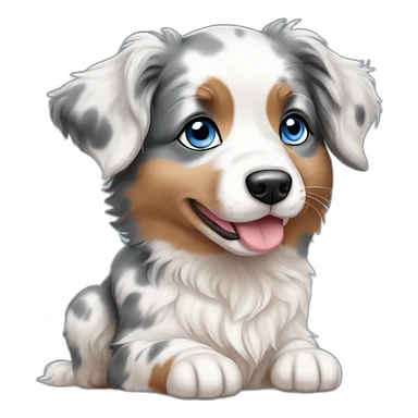 baby dog ​​with blue eyes, merle color, Australian Shepherd breed sticker