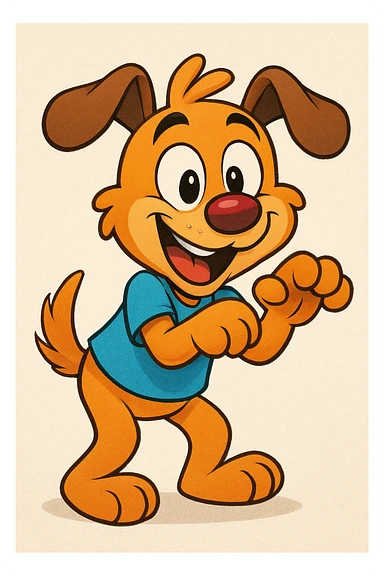 person pawing with hands like an excited dog, playful, cartoon style sticker