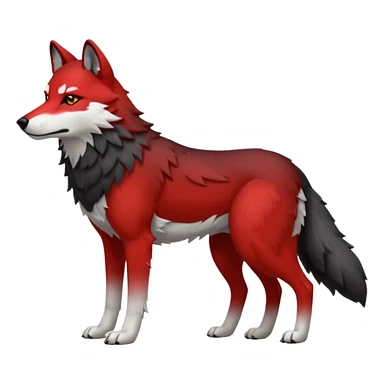 Full body red and black wolf with white accents  sticker