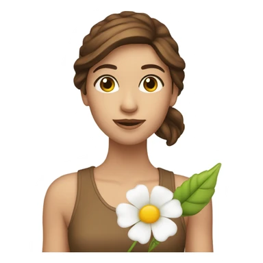 Brown hair model flower  sticker