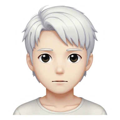 young anime boy with white hair and black eyes and stubble sticker
