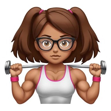 girl with brown hair and glasses powerlifting on steroids sticker