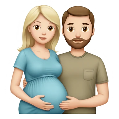 white pregnant woman and her husband sticker
