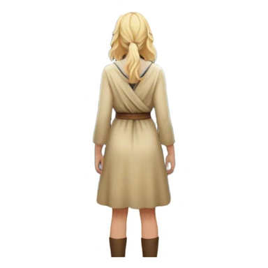the back of a blonde woman stands at a mountain crossroads, her back turned as she contemplates two trails—one illuminated, symbolizing response, and one shrouded in darkness, representing reaction. with hands on chest sticker