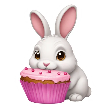 Rabbit with pink cake sticker