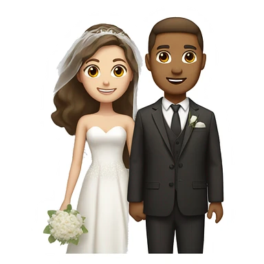 Bride and groom with brown hair, brown eyes, and light tan skin sticker