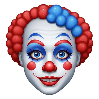 glitter red and blue clown sticker