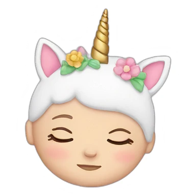 Sleeping white Newborn with unicorn headband sticker