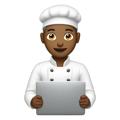 light-skinned baker with laptop sticker