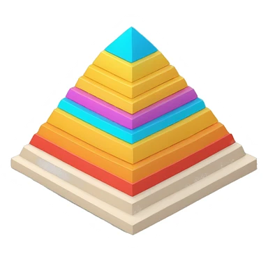 maslow pyramid in 3d isometric, colored sticker