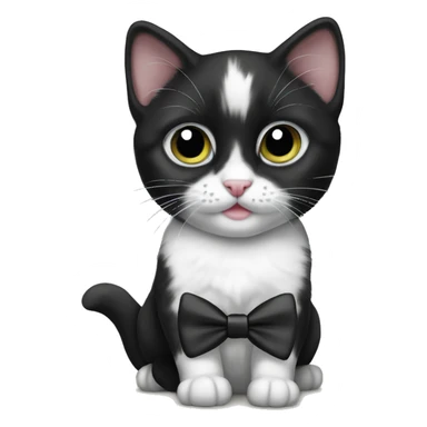 Black and white kitten with a bow tie  sticker
