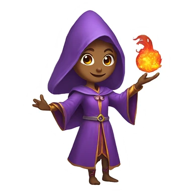 female elf with elf ears wizard wearing purple robes casts fireball sticker