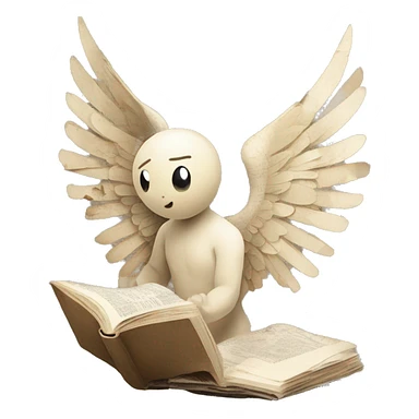 Library book bookworm academia aesthetic beige angel with broken wing damaged wing torn win made of newspaper cuttings sticker