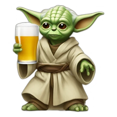 Yoda buvant une bière sticker