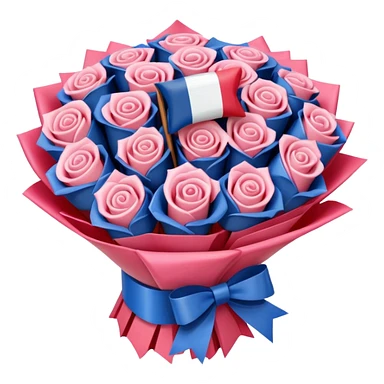SPAM MEAT rose bouquet wrapped in french flag bow sticker