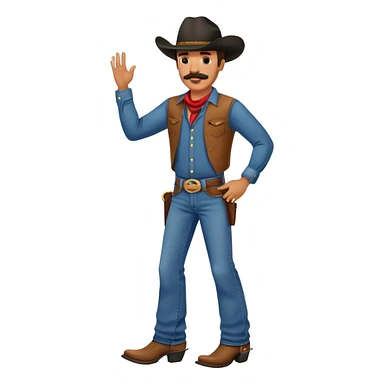 Man with dark hat and mustache line dancing in jeans and cowboy boots sticker