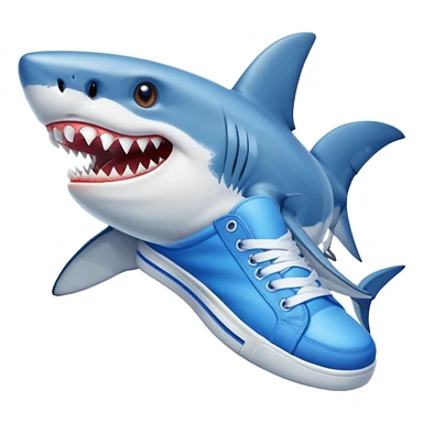 Shark with a blue sneakers  sticker