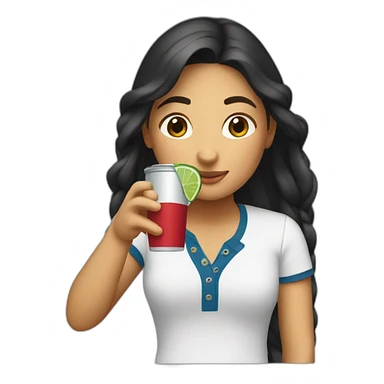Latin girl Drinking and using lacoste sticker